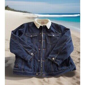 Victory Outfitters Blue Jean Denim Jacket Sherpa Lined Heavy Mens Size 2XLT NWOT